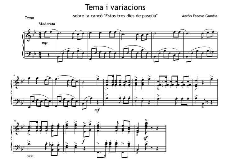 estos tres dies de pasqua partitura piano pdf