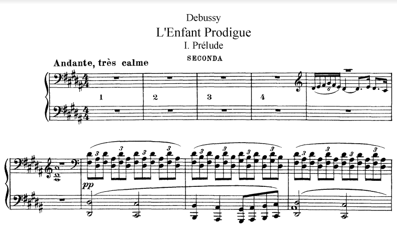 debussy l'enfant prodigue (4 manos) pdf