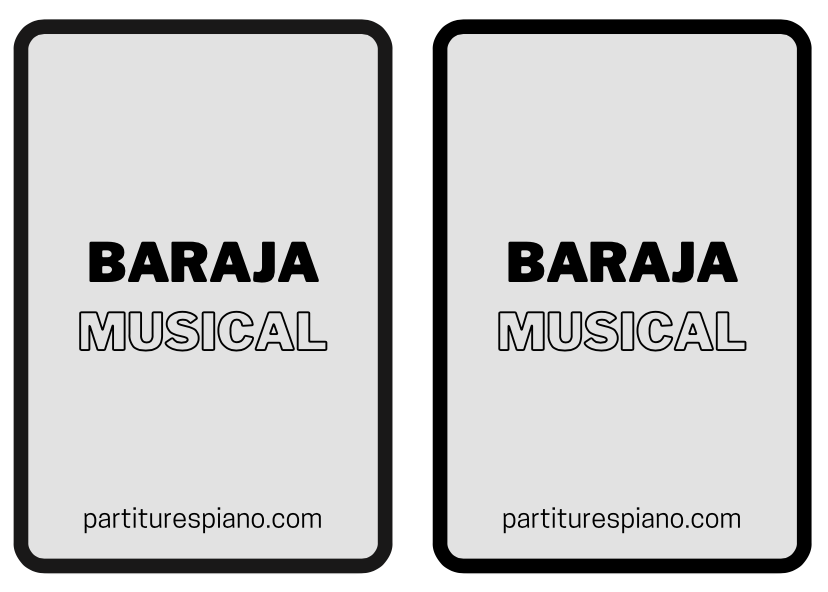 Cara trasera cartas baraja musical partiturespiano