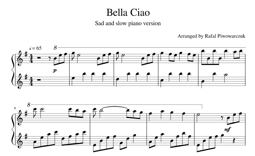 Bella Ciao - Partitura Piano Fácil [PDF] - Partiturespiano