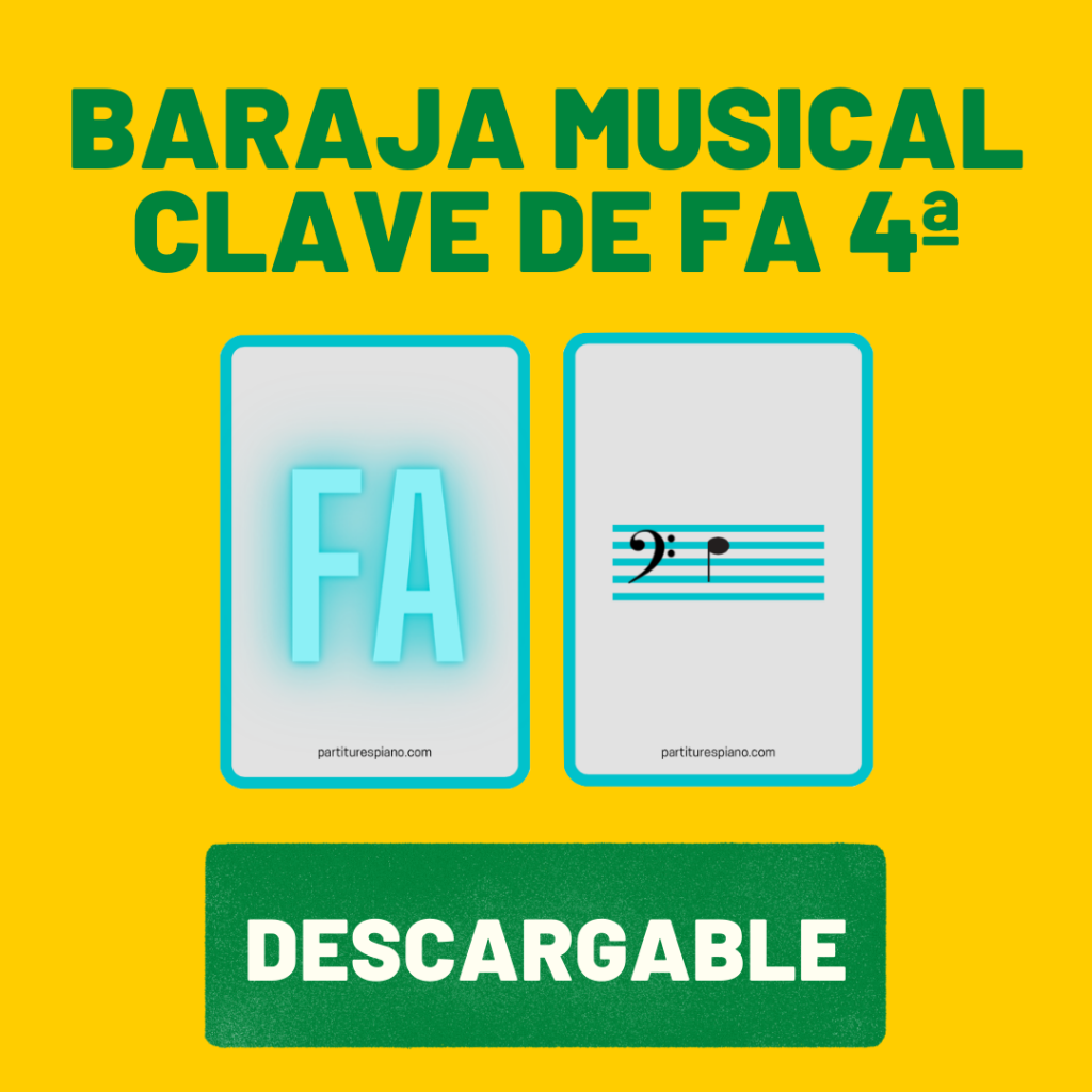 baraja musical en clave de fa en 4ª
