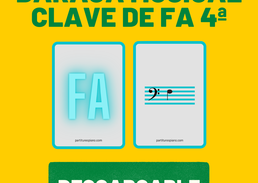 baraja musical en clave de fa en 4ª