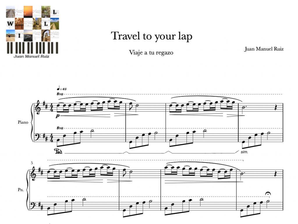 partitura piano travel to your lap pdf