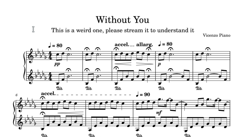 partitura without you piano pdf
