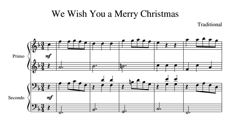 partitura we wish you a merry christmas piano